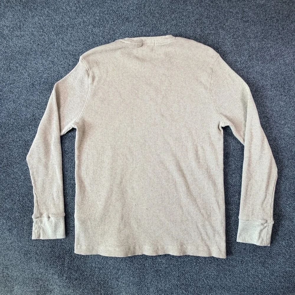 Polo‎ Ralph Lauren Shirt Mens X-Large Beige Waffle Knit Pony Logo Winter READ